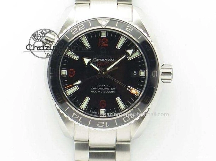 0812 Contemporary Planet Ocean SS Bp Maker 45mm Black Bezel Orange Numbers On SS Bracelet A 8217